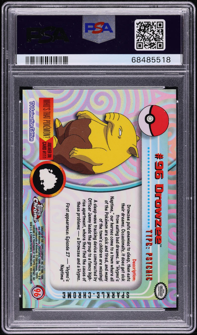 2000 TOPPS CHROME POKEMON SERIES 2 SPARKLE DROWZEE #96 PSA 10 GEM MINT