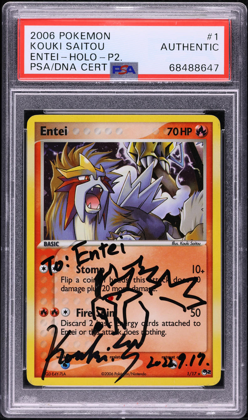 2006 POKEMON POP SERIES 2 HOLO ENTEI #1 SAITOU AUTO PSA AUTH