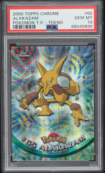 2000 POKEMON TOPPS CHROME SERIES 1 TEKNO ALAKAZAM #65 PSA 10 GEM MINT