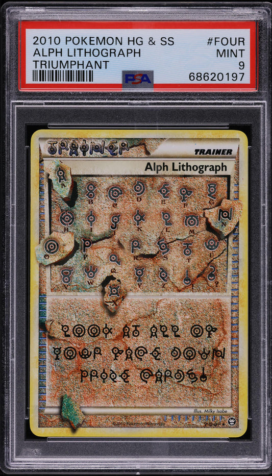 2010 POKEMON HEARTGOLD & SOULSILVER HGSS TRIUMPHANT ALPH LITHOGRAPH #FOUR PSA 9