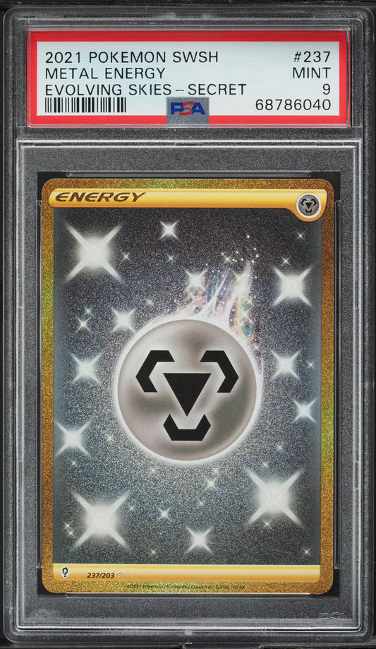 2021 POKEMON SWORD & SHIELD EVOLVING SKIES SECRET RARE METAL ENERGY #237 PSA 9 MINT