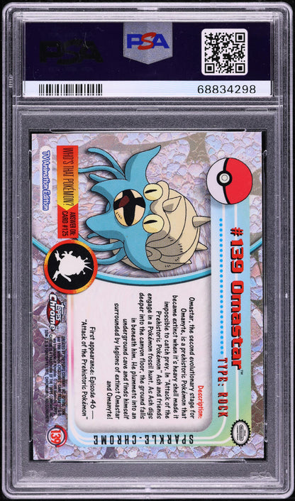 2000 TOPPS CHROME POKEMON SERIES 2 SPARKLE OMASTAR #139 PSA 10 GEM MINT