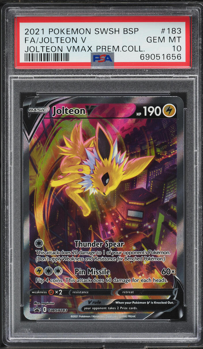 2021 POKEMON SWSH BLACK STAR PROMO VMAX PREMIUM COLLECTION JOLTEON V #183 PSA 10