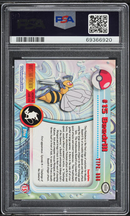 1999 TOPPS POKEMON TV FOIL BEEDRILL #15 PSA 6 EXMT