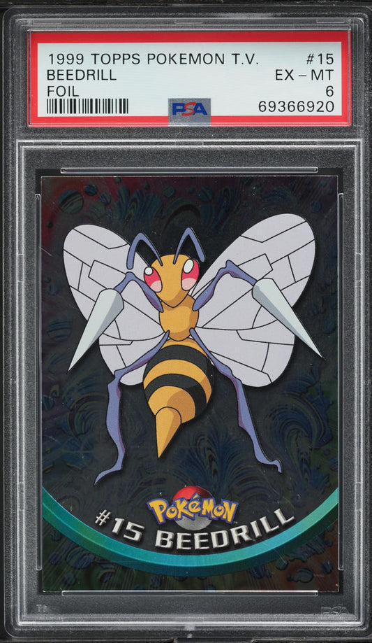 1999 TOPPS POKEMON TV FOIL BEEDRILL #15 PSA 6 EXMT