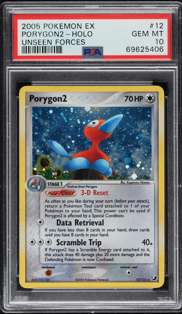 2005 POKEMON EX UNSEEN FORCES HOLO PORYGON2 #12 PSA 10 GEM MINT