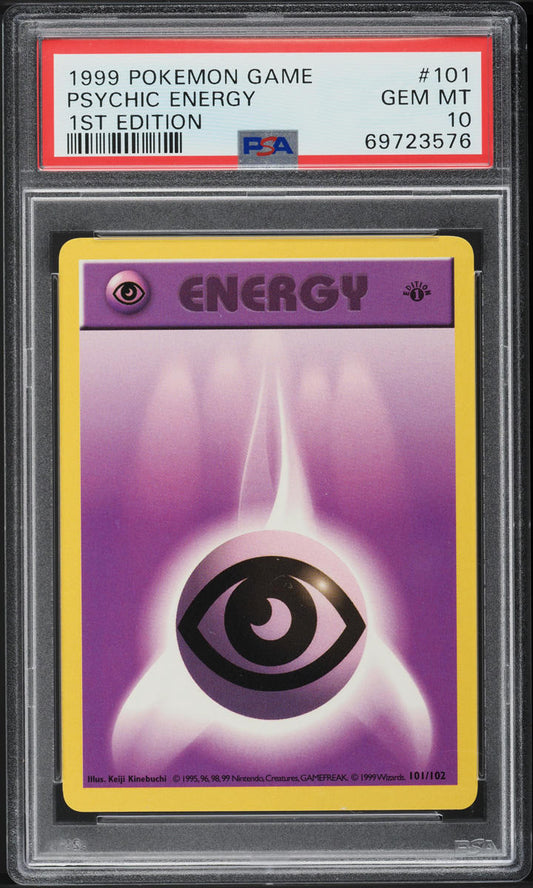 1999 POKEMON BASE SET SHADOWLESS 1ST EDITION PSYCHIC ENERGY #101 PSA 10 GEM MINT