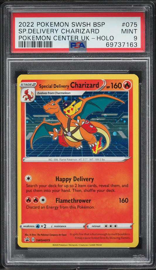 2022 POKEMON SWSH BLACK STAR PROMO HOLO SPECIAL DELIVERY CHARIZARD #75 PSA 9 MINT