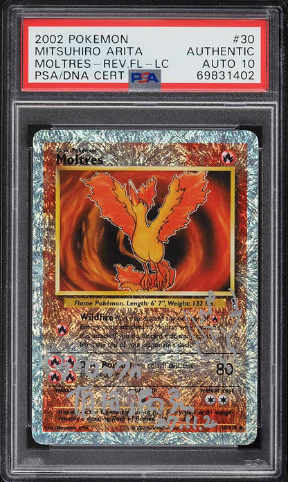 2002 POKEMON LEGENDARY COLLECTION REVERSE HOLO MOLTRES AUTO DNA 10 #30 PSA AUTH