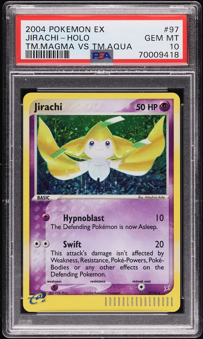 2004 POKEMON EX TEAM MAGMA VS TEAM AQUA HOLO JIRACHI #97 PSA 10