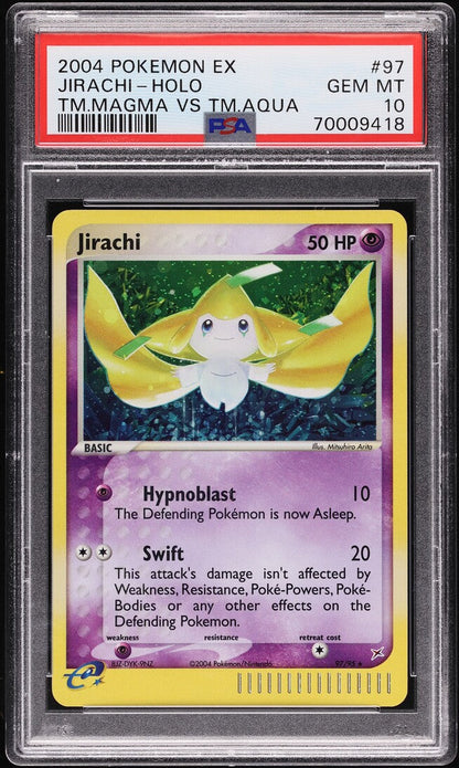 2004 POKEMON EX TEAM MAGMA VS TEAM AQUA HOLO JIRACHI #97 PSA 10