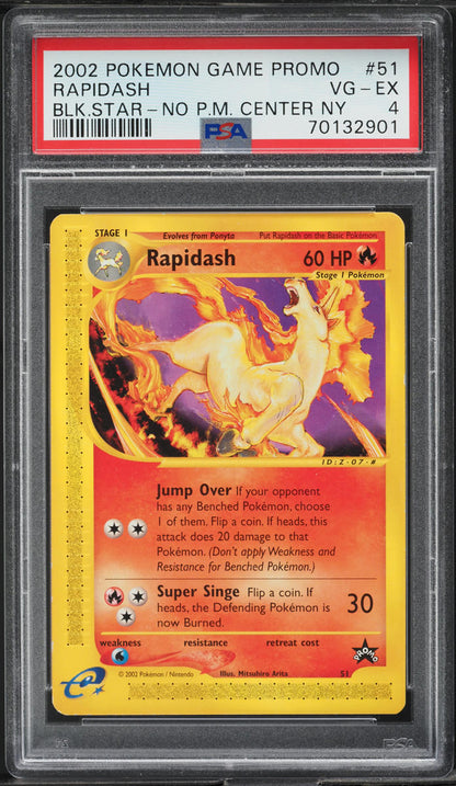 2002 POKEMON BLACK STAR PROMO CENTER NEW YORK RAPIDASH #51 PSA 4