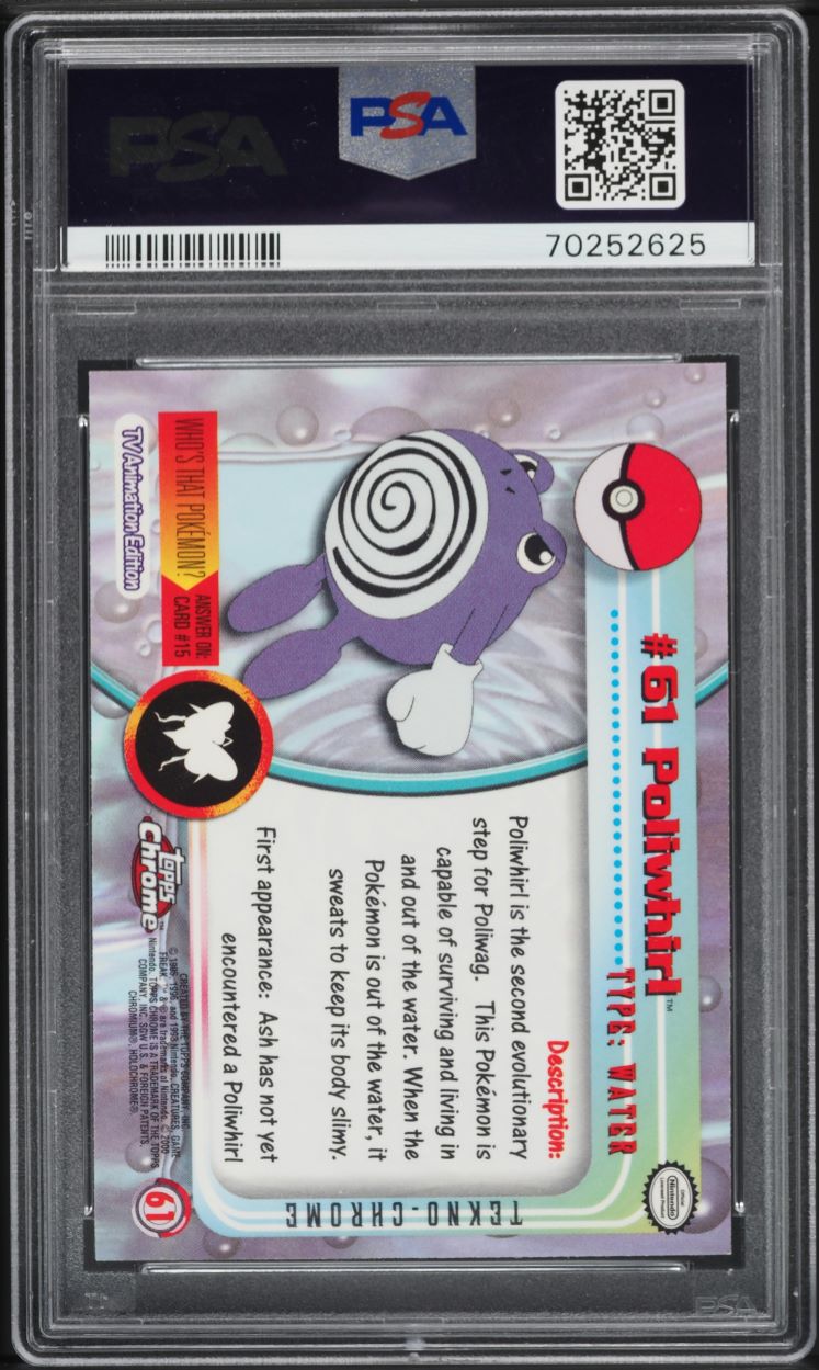 2000 TOPPS CHROME POKEMON T.V. TEKNO POLIWHIRL #61 PSA 10 GEM MINT