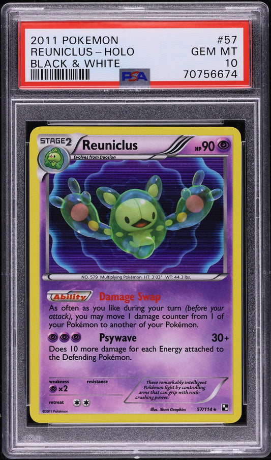 2011 POKEMON BLACK & WHITE HOLO REUNICLUS #57 PSA 10 GEM MINT