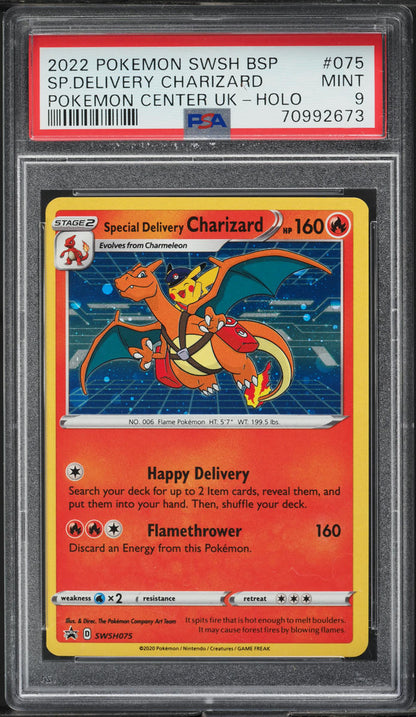 2022 POKEMON SWSH BLACK STAR PROMO HOLO SPECIAL DELIVERY CHARIZARD #75 PSA 9 MINT