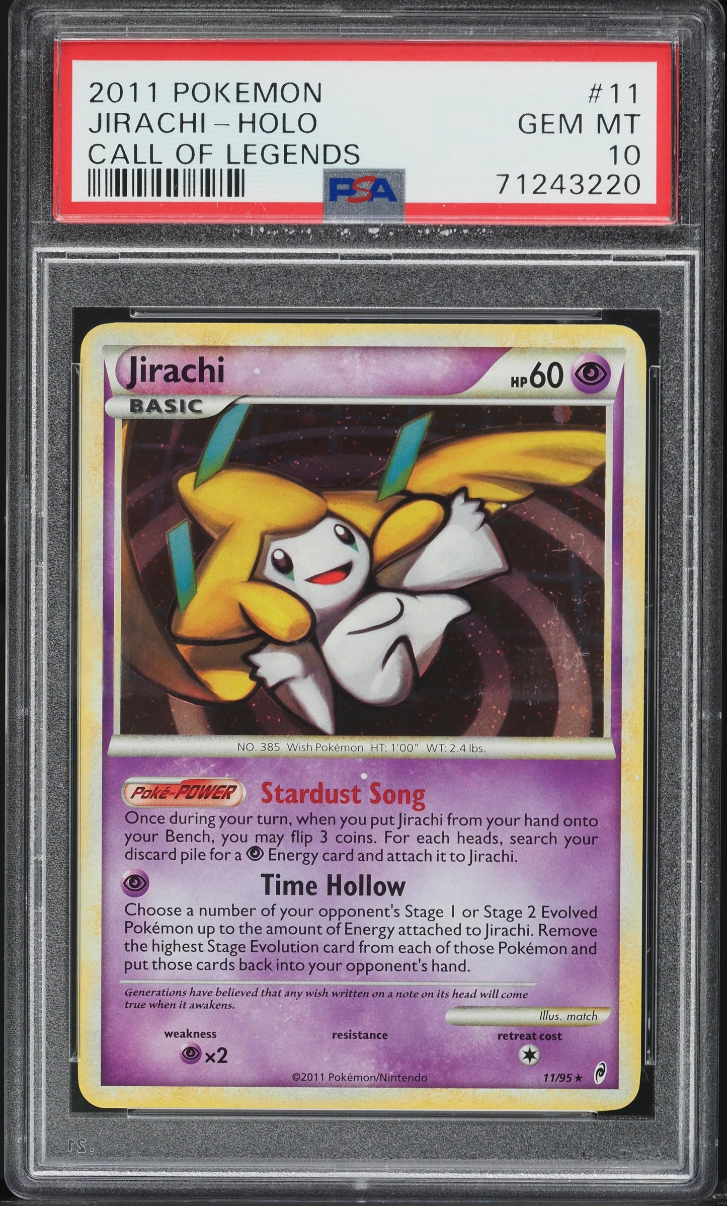 2011 POKEMON CALL OF LEGENDS HOLO JIRACHI #11 PSA 10 GEM MINT