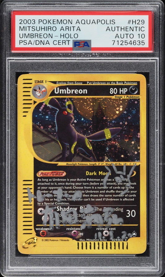 2003 POKEMON AQUAPOLIS HOLO UMBREON AUTO DNA 10 #H29 PSA AUTH