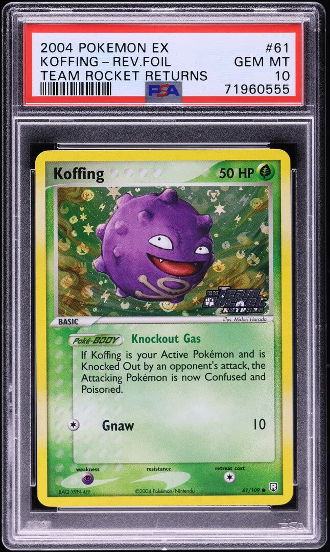 2004 POKEMON EX TEAM ROCKET RETURNS REVERSE HOLO KOFFING #61 PSA 10 GEM MINT
