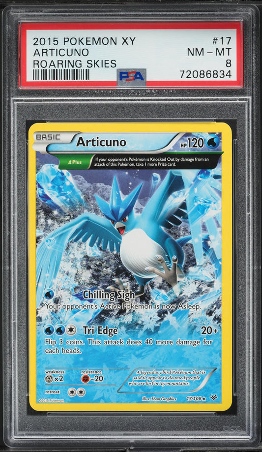 2015 POKEMON XY ROARING SKIES ARTICUNO #17 PSA 8 NM-MT