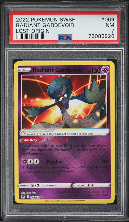 2022 POKEMON SWORD & SHIELD LOST ORIGIN RADIANT GARDEVOIR #69 PSA 7 NRMT