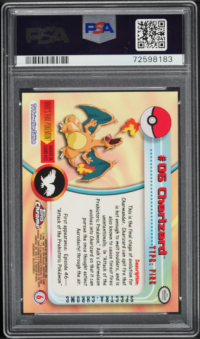 2000 TOPPS CHROME POKEMON SERIES 1 SPECTRA CHARIZARD #6 PSA 10 GEM MINT