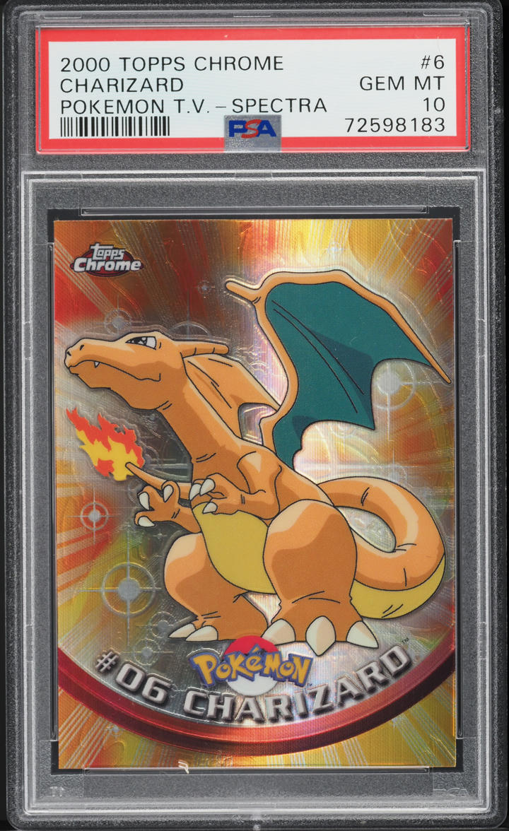 2000 TOPPS CHROME POKEMON SERIES 1 SPECTRA CHARIZARD #6 PSA 10 GEM MINT