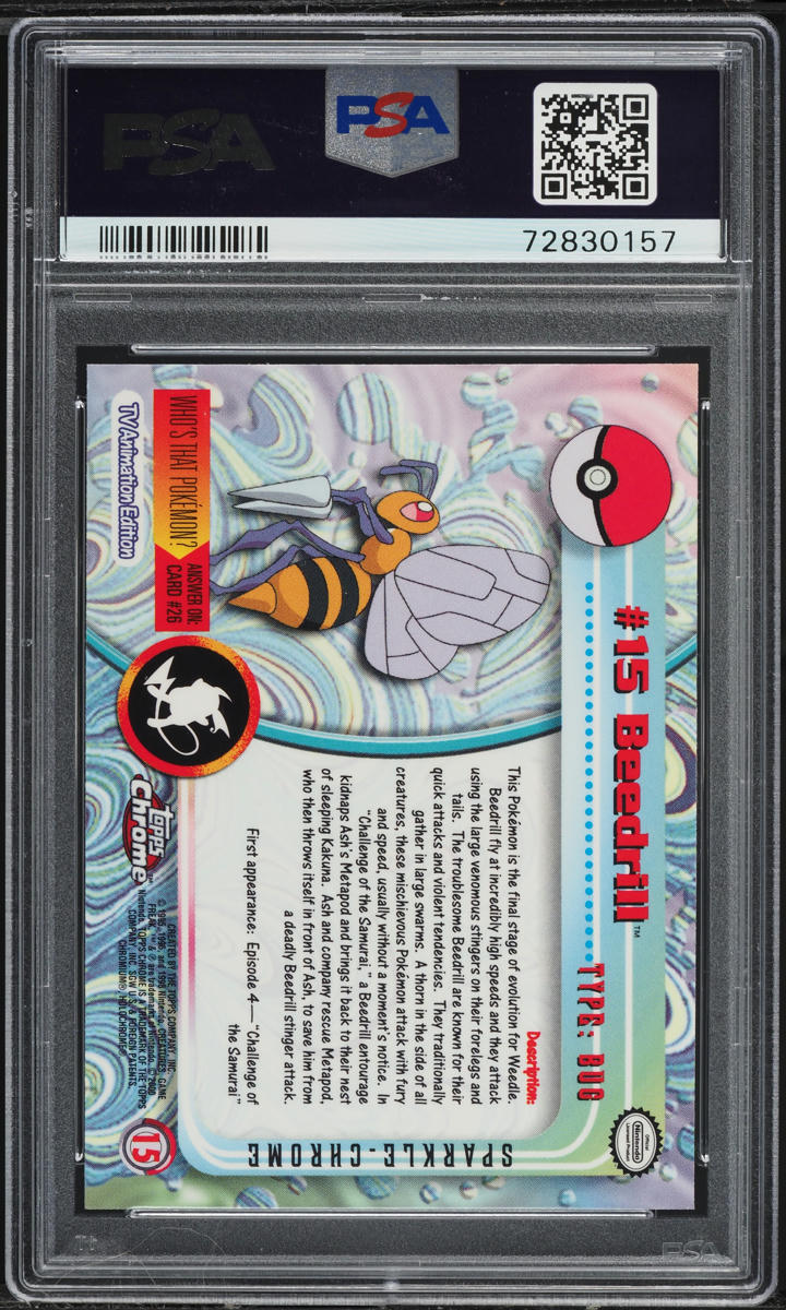 2000 TOPPS CHROME POKEMON SERIES 1 SPARKLE BEEDRILL #15 PSA 10 GEM MINT