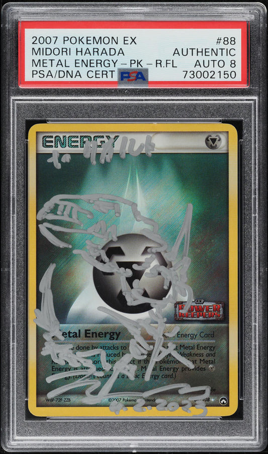 2007 POKEMON EX POWER KEEPERS METAL ENERGY MIDORI HARDA AUTO DNA 8 #88 PSA AUTH