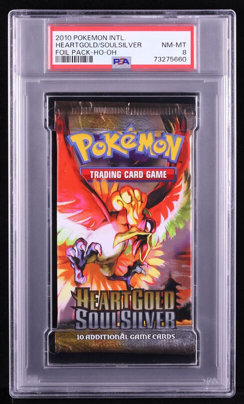 2010 POKEMON HEARTGOLD SOULSILVER HGSS HO-OH BOOSTER PACK PSA 8