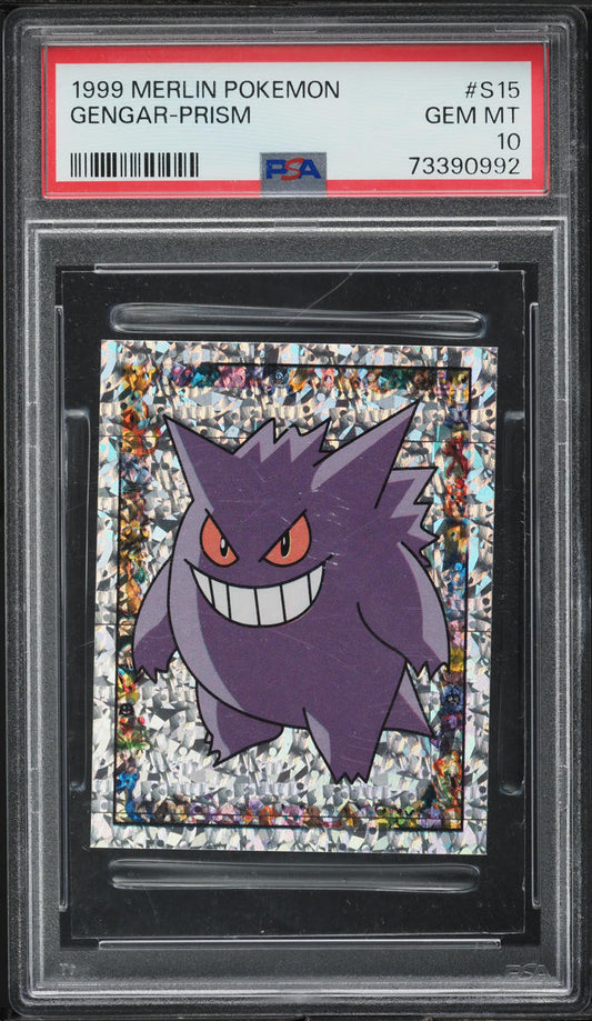 1999 MERLIN POKEMON STICKERS PRISM GENGAR #S15 PSA 10 GEM MINT