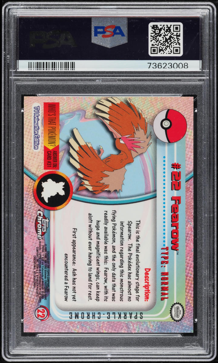 2000 TOPPS CHROME POKEMON T.V. SPARKLE FEAROW #22 PSA 10 GEM MINT