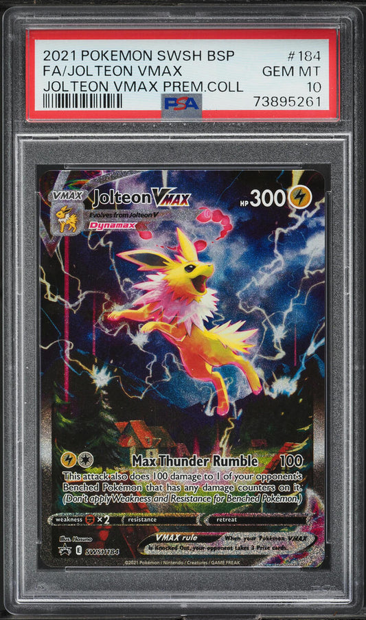 2021 POKEMON SWSH BLACK STAR PROMO ALT ART JOLTEON VMAX #184 PSA 10 GEM MINT