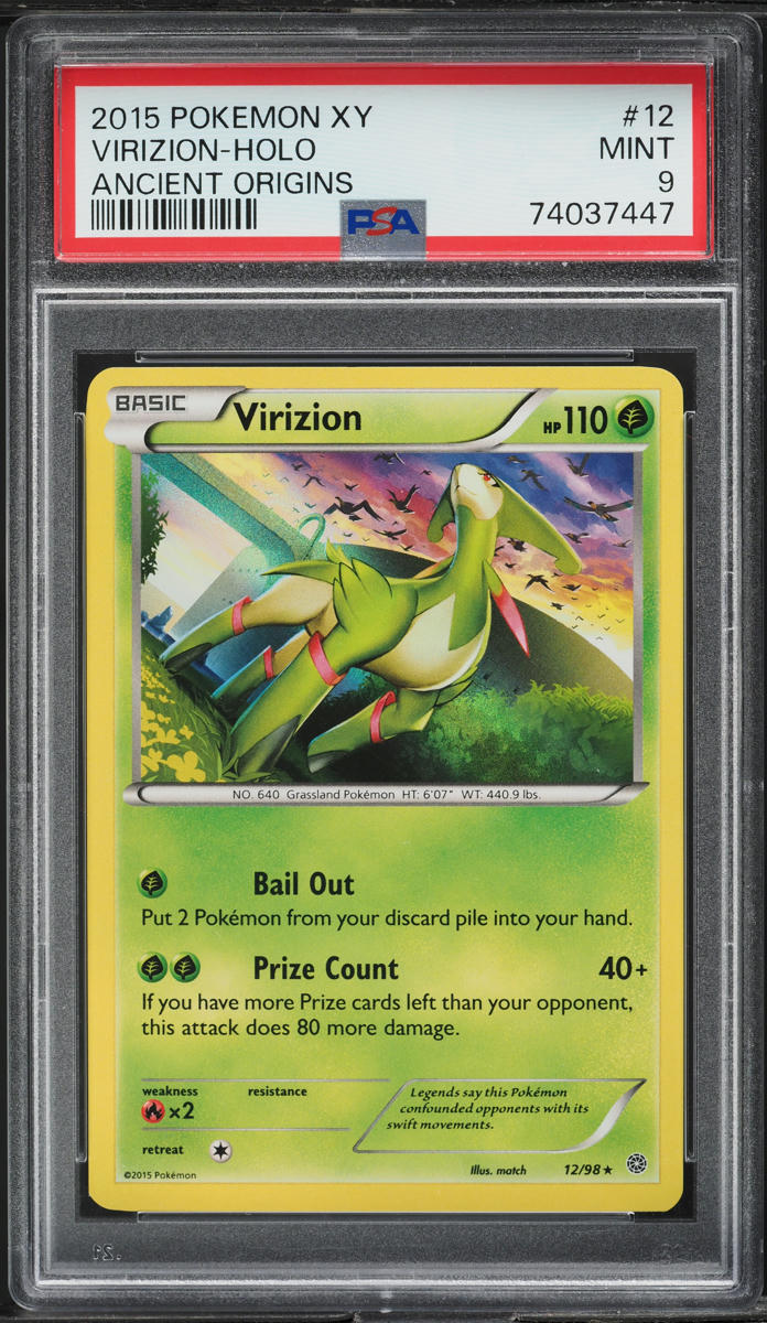 2015 POKEMON XY ANCIENT ORIGINS HOLO VIRIZION #12 PSA 9 MINT