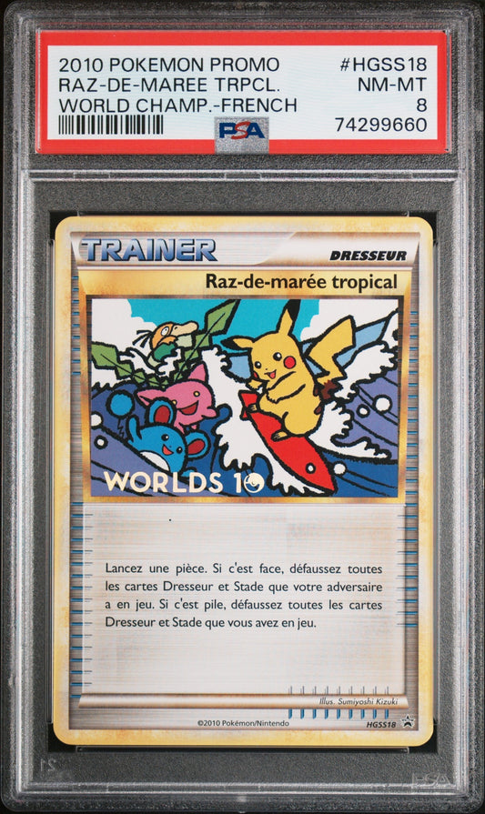 2010 POKEMON FRENCH WORLD CHAMPIONSHIPS PROMO TROPICAL TIDAL WAVE PSA 8