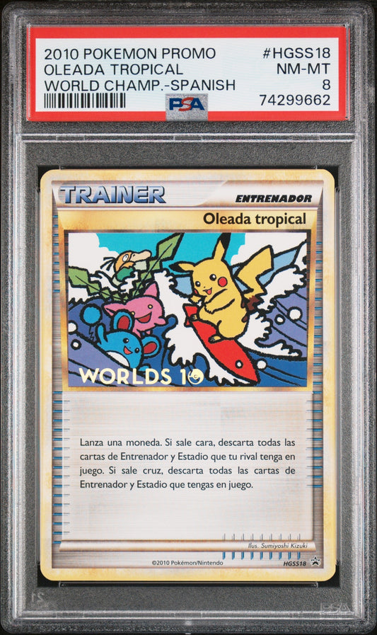 2010 POKEMON SPANISH WORLD CHAMPIONSHIPS PROMO TROPICAL TIDAL WAVE PSA 8