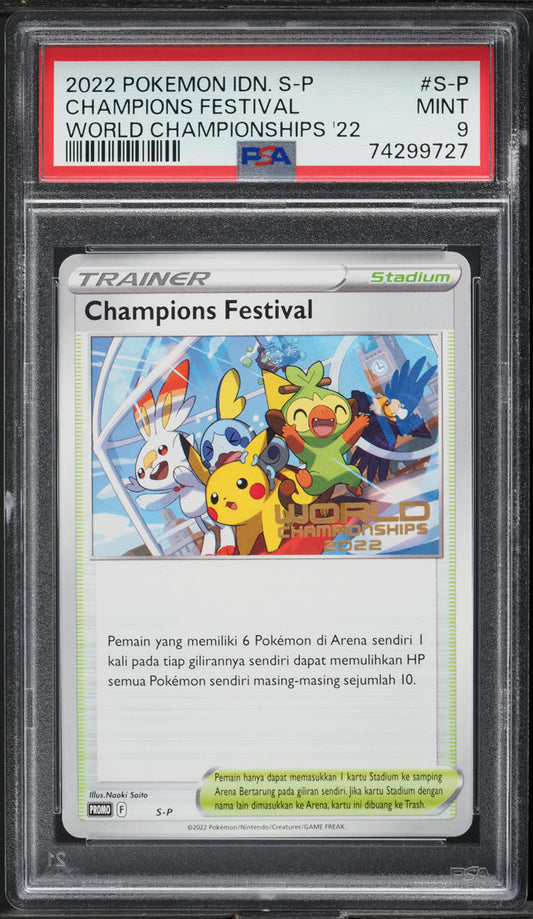 2022 POKEMON INDONESIAN SWSH PROMO WORLD CHAMPIONSHIPS CHAMPIONS FESTIVAL PSA 9