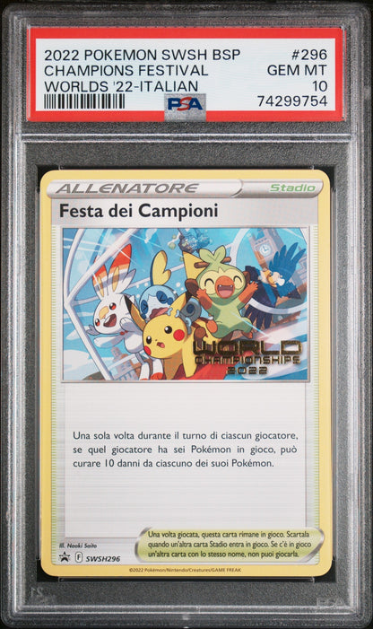 2022 POKEMON ITALIAN WORLD CHAMPIONSHIPS CHAMPIONS FESTIVAL PSA 10