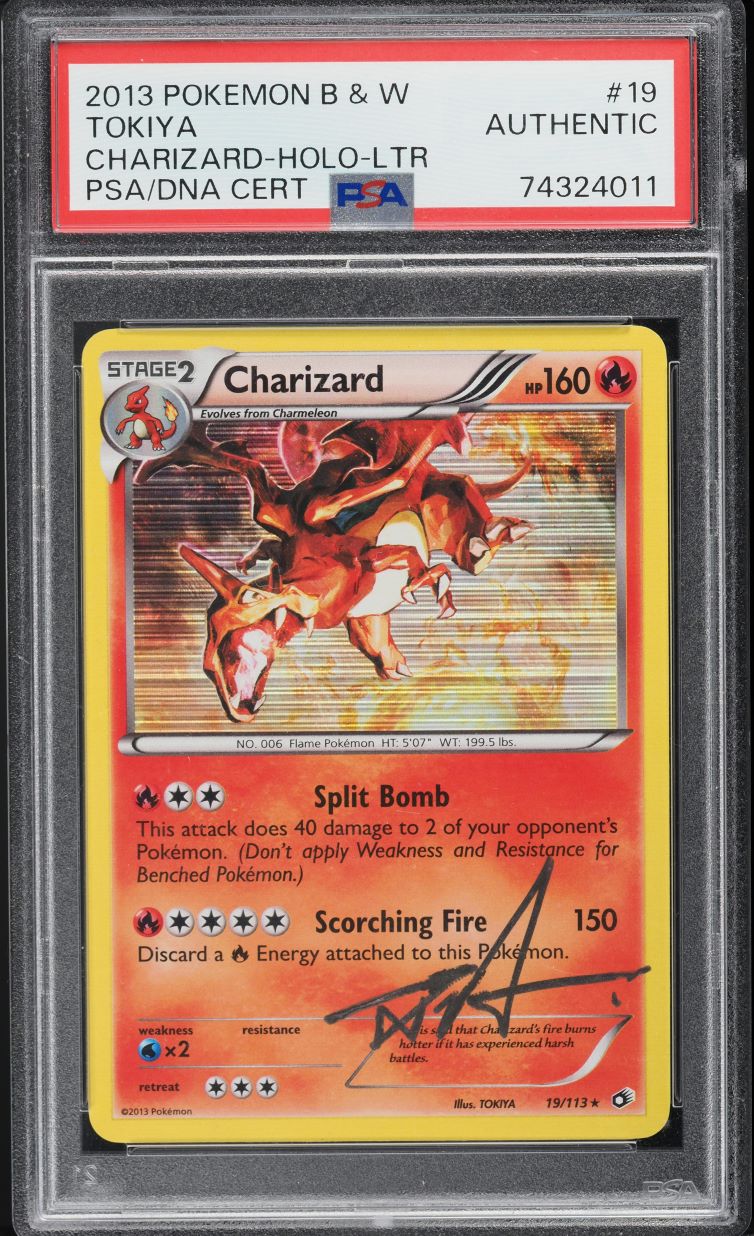 2013 POKEMON BLACK & WHITE LEGENDARY TREASURES CHARIZARD TOKIYA AUTO PSA AUTH