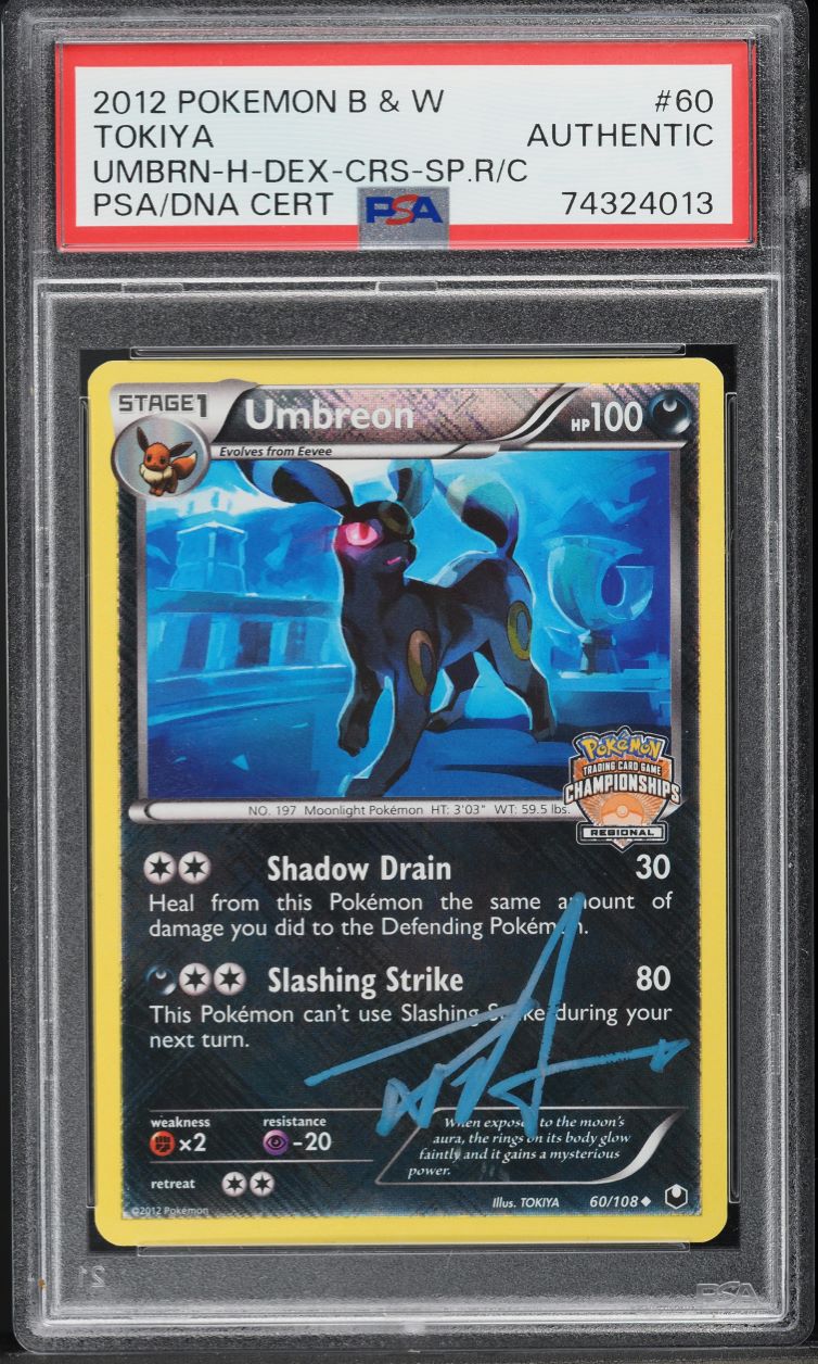 2012 POKEMON BLACK & WHITE DARK EXPLORERS HOLO UMBREON TOKIYA AUTO #60 PSA AUTH