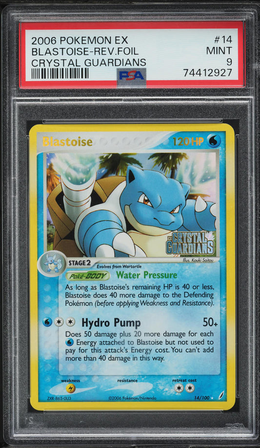 2006 POKEMON EX CRYSTAL GUARDIANS REVERSE HOLO BLASTOISE #14 PSA 9 MINT