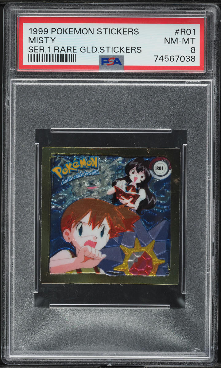 1999 POKEMON STICKERS SERIES 1 RARE GOLD MISTY #R01 PSA 8 NM-MT