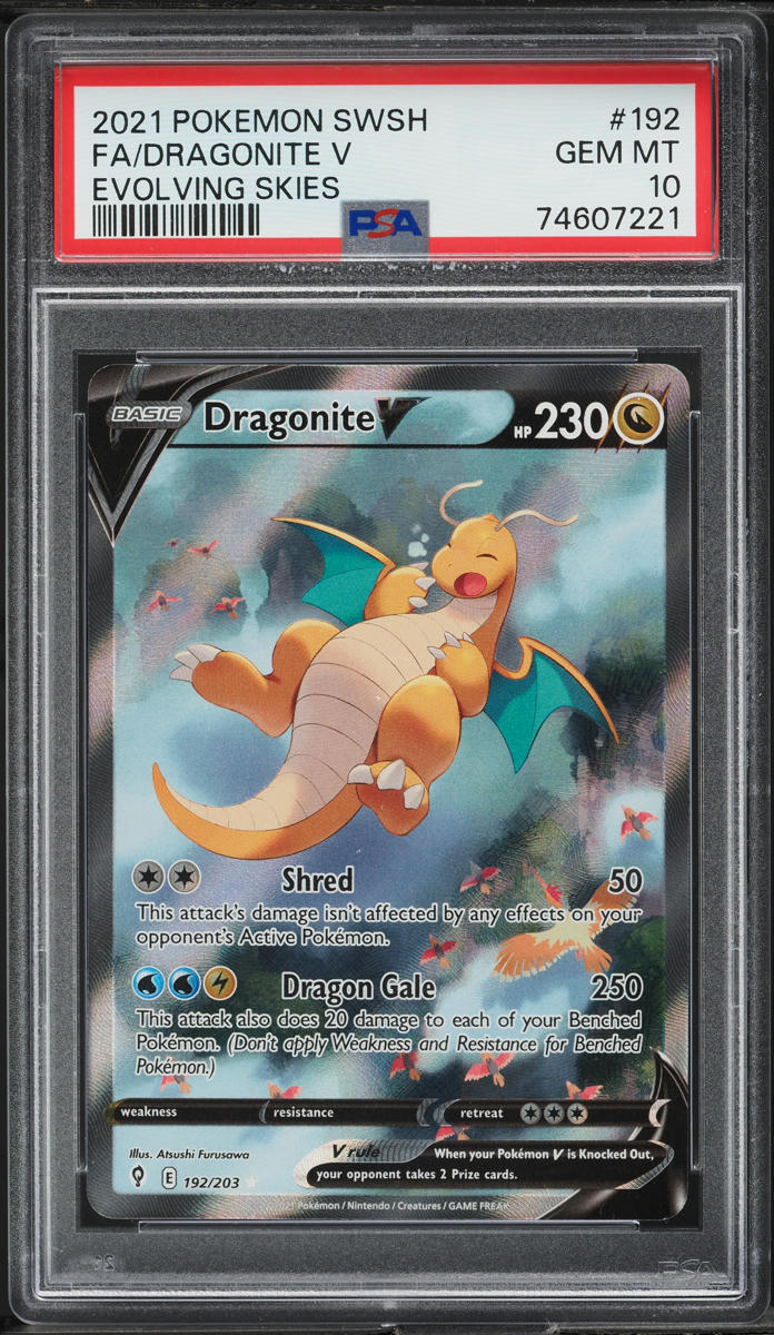 2021 POKEMON SWSH EVOLVING SKIES ALT ART DRAGONITE V #192 PSA 10 GEM MINT