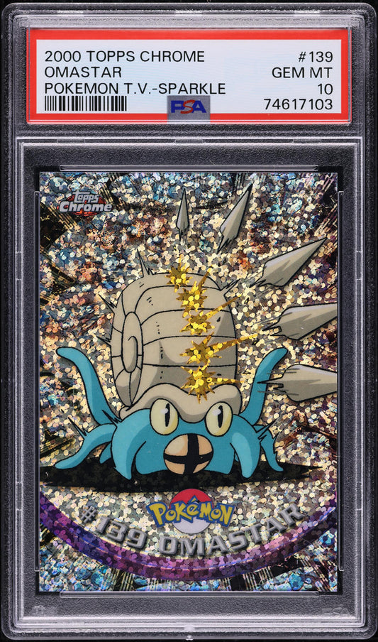 2000 TOPPS CHROME POKEMON SERIES 2 SPARKLE OMASTAR #139 PSA 10 GEM MINT