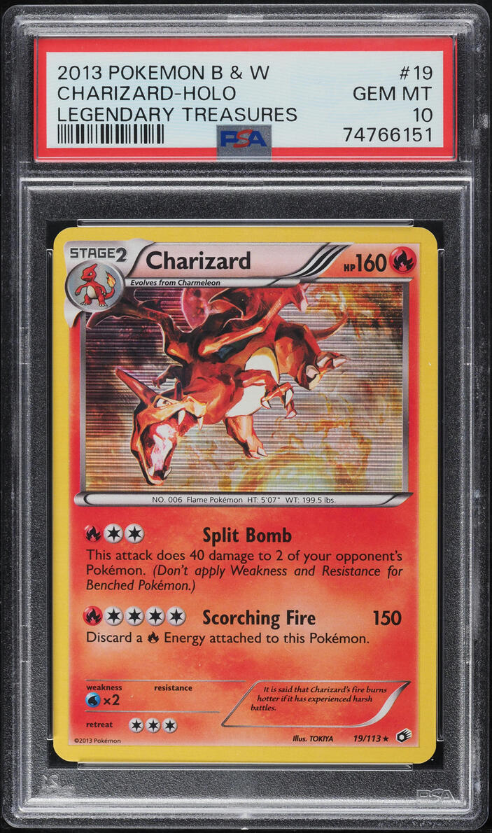 2013 POKEMON BLACK & WHITE BW LEGENDARY TREASURES HOLO CHARIZARD #19 PSA 10