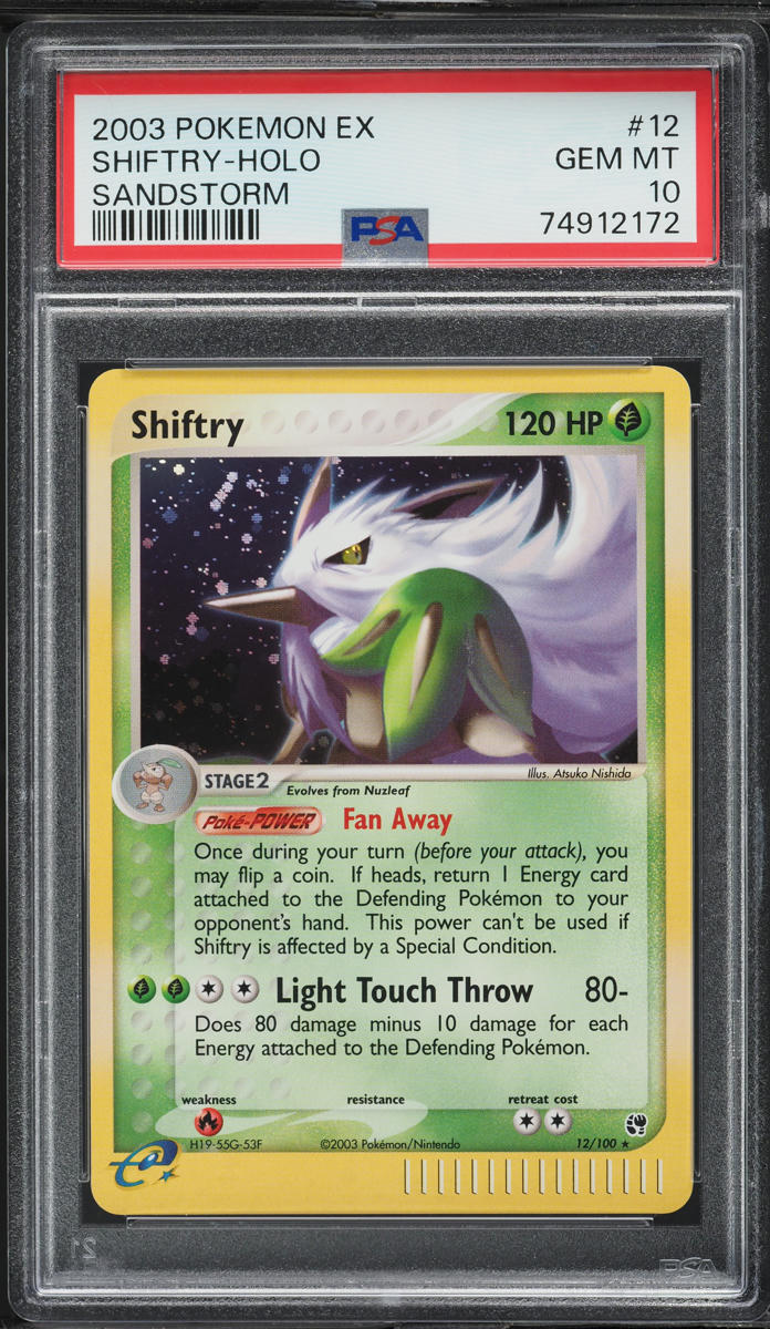 2003 POKEMON EX SANDSTORM HOLO SHIFTRY #12 PSA 10 GEM MINT