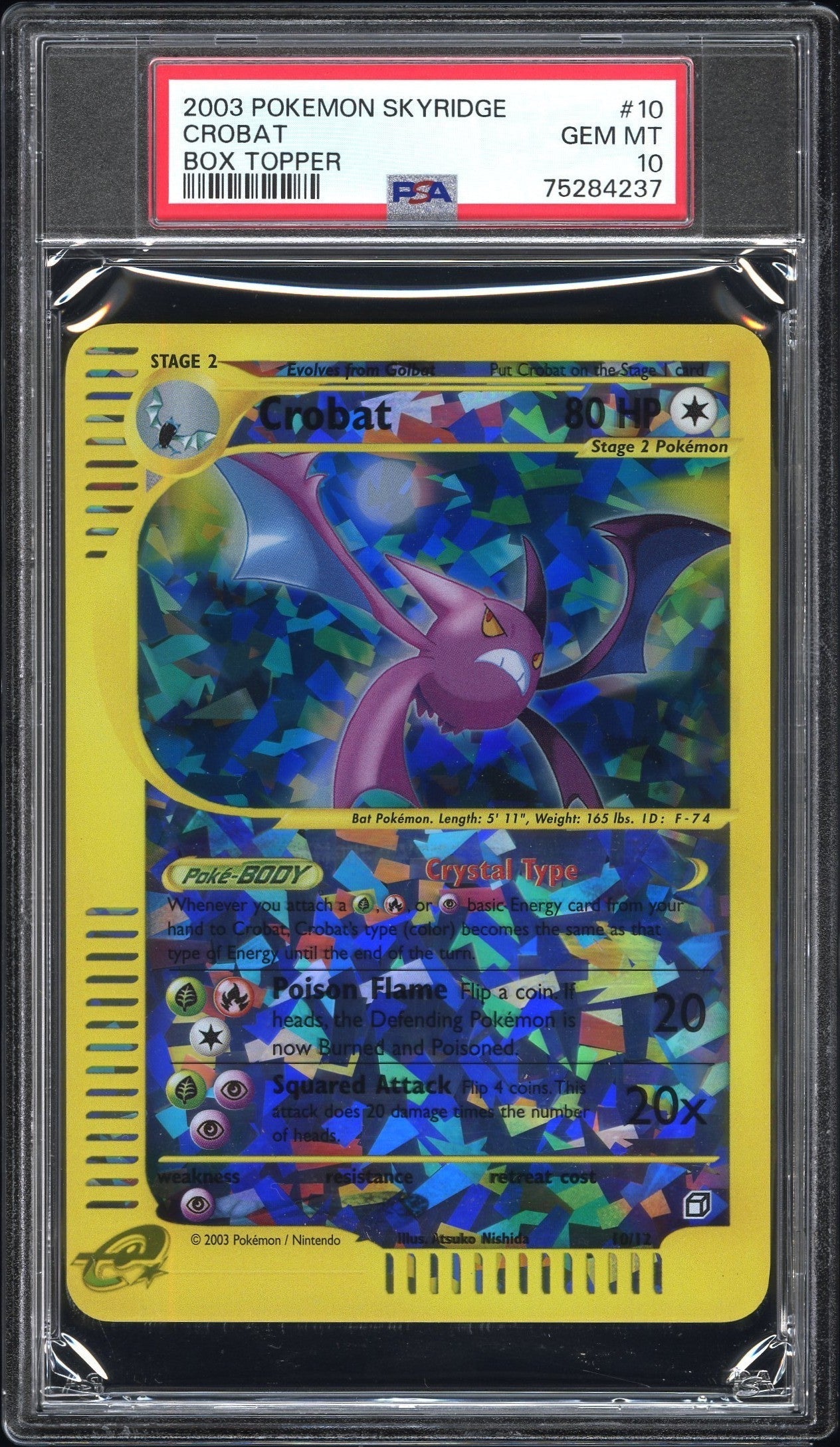 2003 POKEMON SKYRIDGE BOX TOPPER CROBAT #10 PSA 10 GEM MINT