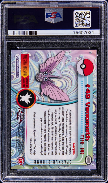 2000 TOPPS CHROME POKEMON SERIES 1 SPARKLE #49 VENOMOTH PSA 10 GEM MINT