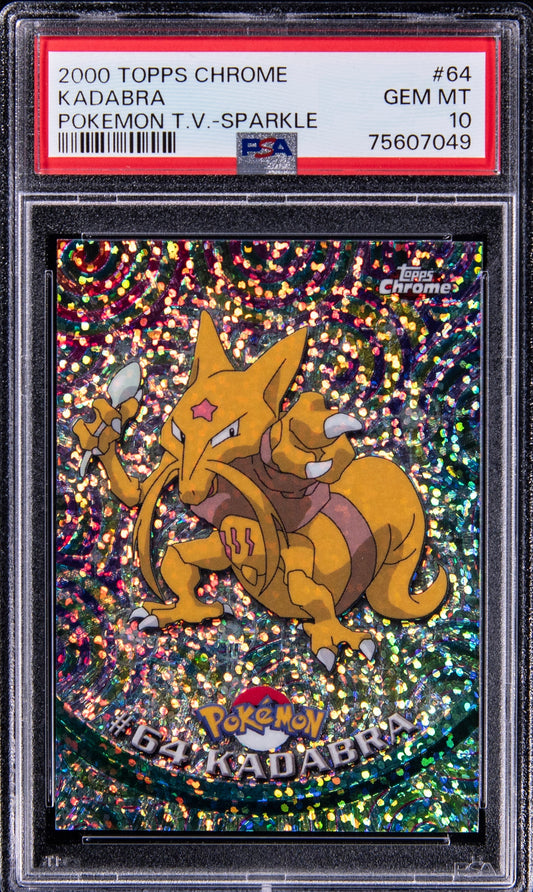 2000 TOPPS CHROME POKEMON SERIES 1 SPARKLE #64 KADABRA PSA 10 GEM MINT