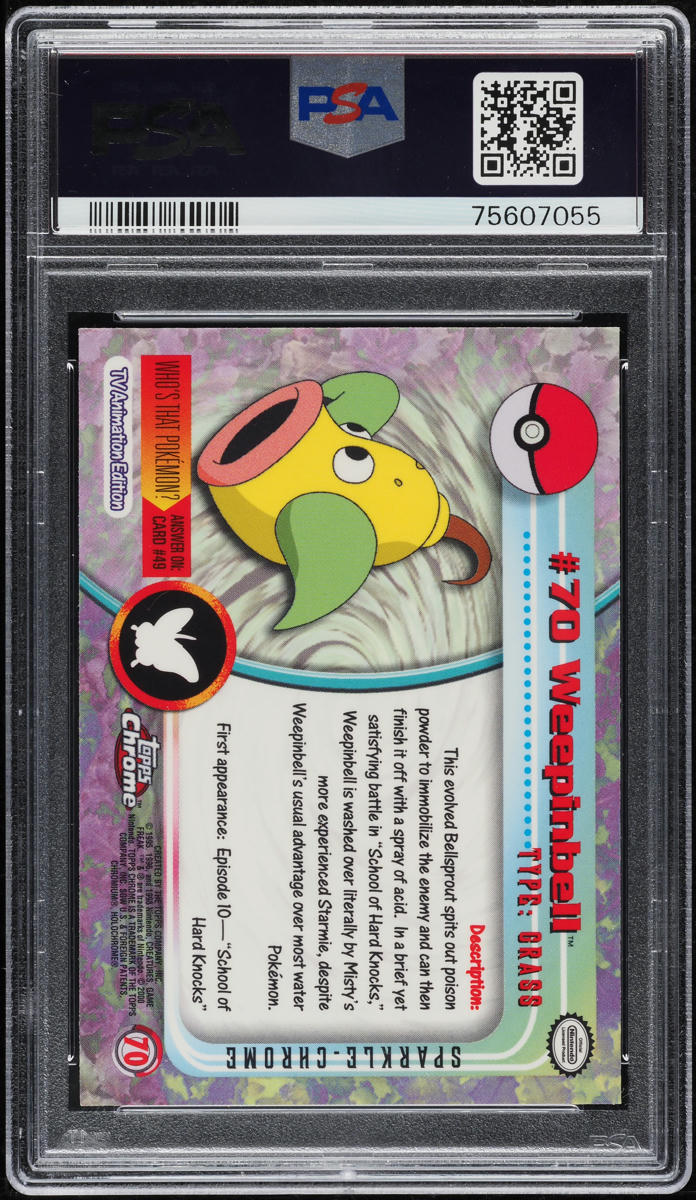 2000 TOPPS CHROME POKEMON SERIES 1 SPARKLE WEEPINBELL #70 PSA 10 GEM MINT