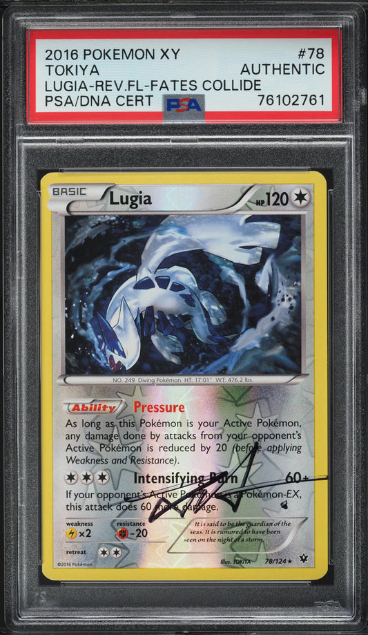 2016 POKEMON XY FATES COLLIDE REVERSE HOLO LUGIA #78 TOKIYA AUTO PSA AUTH